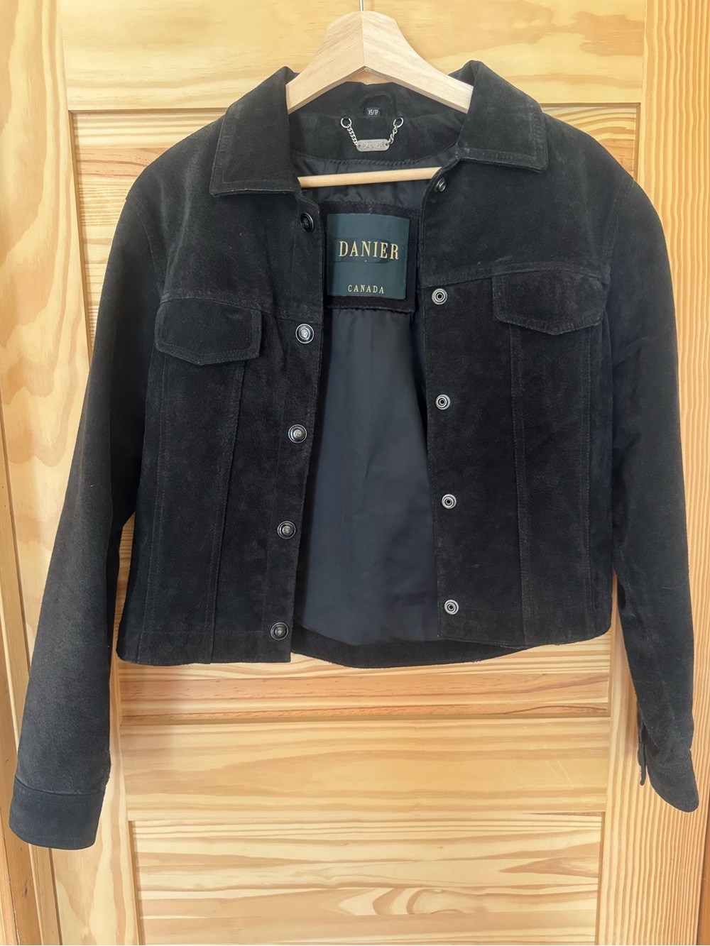 Danier Black Suede cropped Trucker Jacket